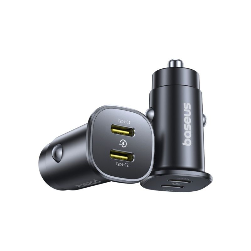 BASEUS 12V 30W, 2xUSB-C, GoTrip DP1 /черен/ - C00072300123-01