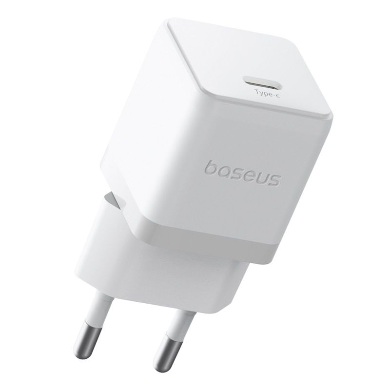 BASEUS 220V 20W, USB-C + кабел Type-C-Lightning, Palm fast /бял/ - E0116400