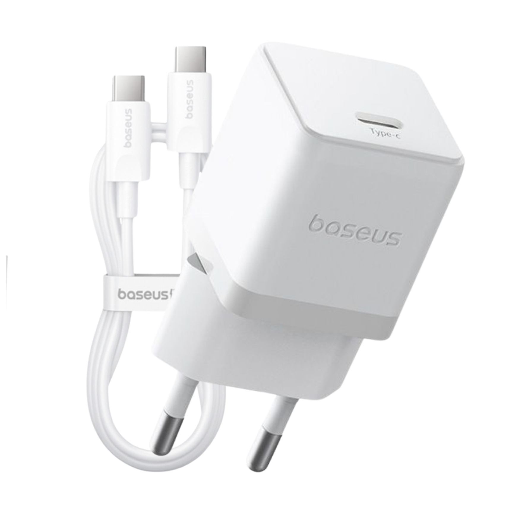 BASEUS 220V 30W, USB-C + кабел Type-C - Type-C, Palm fast /бял/ - P10111605213-01