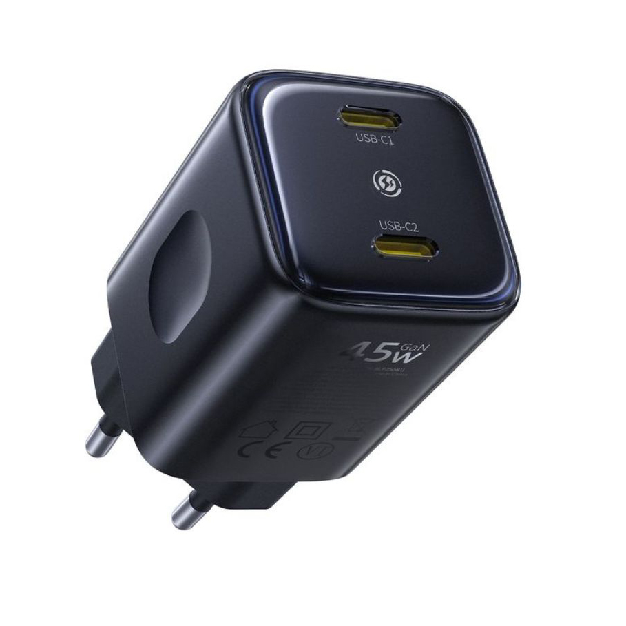 BASEUS 220V 45W, 2xUSB-C, PicoGo AN13 /черен/ - E0121F00