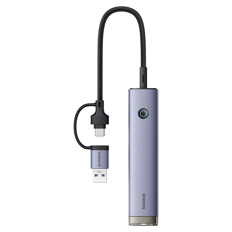 BASEUS Хъб 4-в-1 от Type-C/USB-A към 3xUSB3.0, USB2.0, USB-C, RJ45 UltraJoy /сив/ - B0005280B811-14