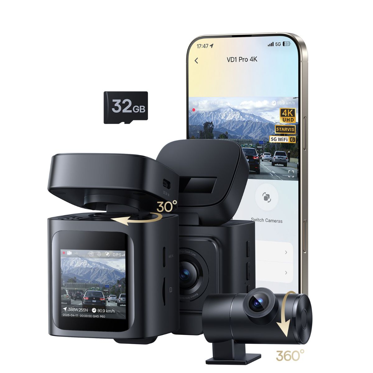 BASEUS Dash Camera PrimeTrip VD1 Pro 4K Solar Lithium Battery /черен/ - C0119800