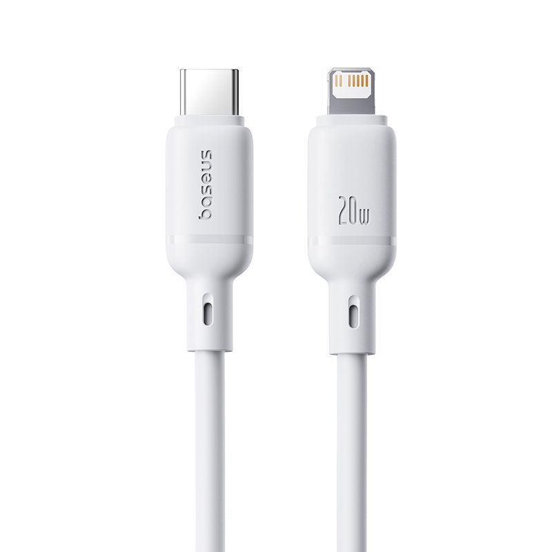BASEUS Кабел USB-C - Lightning, 1м, 20W, Silky Series /бял/ - P10377700213-00