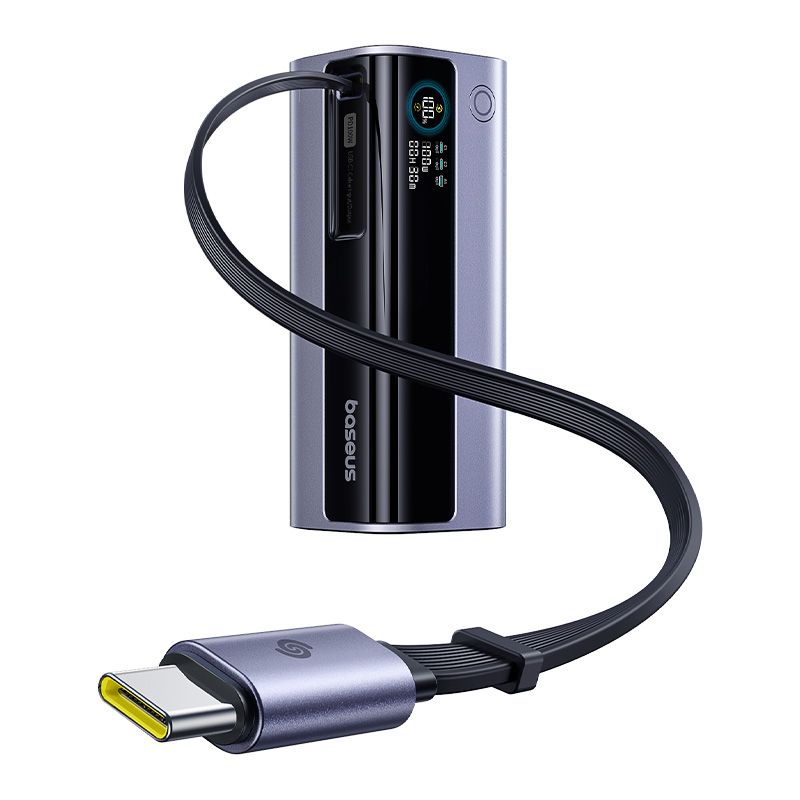 BASEUS Power Bank 10000 mAh, 100W + вграден кабел Type-C, EnerGeek GR11 /сив/ - E0027A01