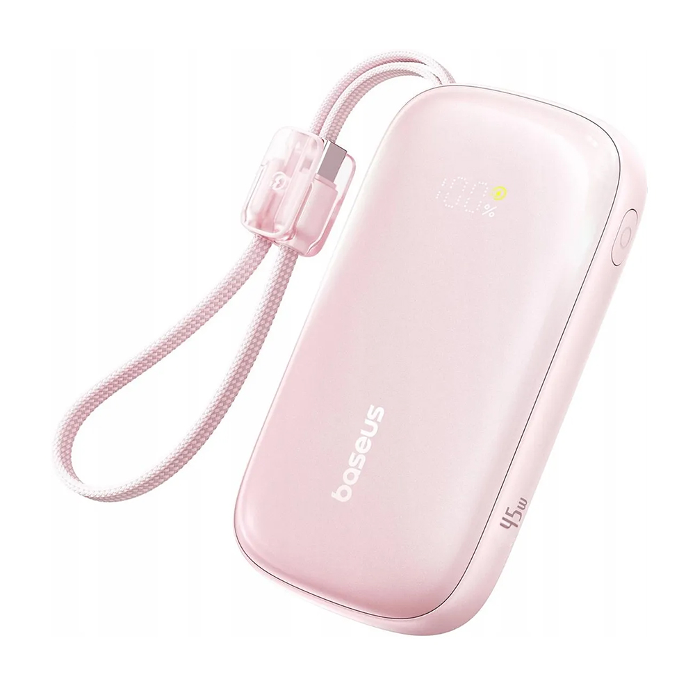 BASEUS Power Bank 10000 mAh, 45W + вградени кабели C+L, EnerFill FC21 Qpow 3 Ultra /розов/ - E0027Q02
