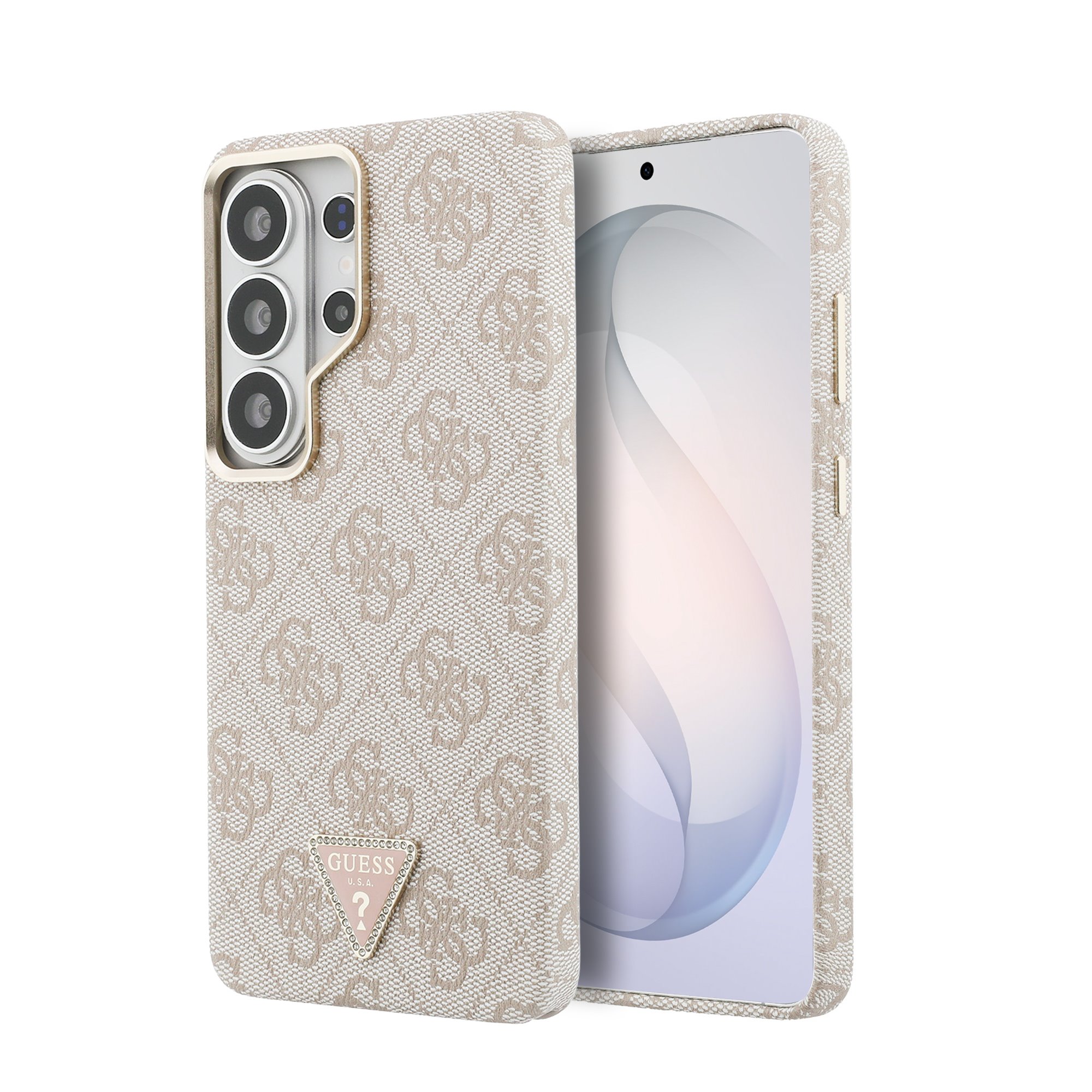 GUESS Калъф Samsung S26 Ultra, PU Leather 4G Strass Triangle Logo Gold Frame MagSafe, /розов/ - GUHMS26LP4GTDGMP