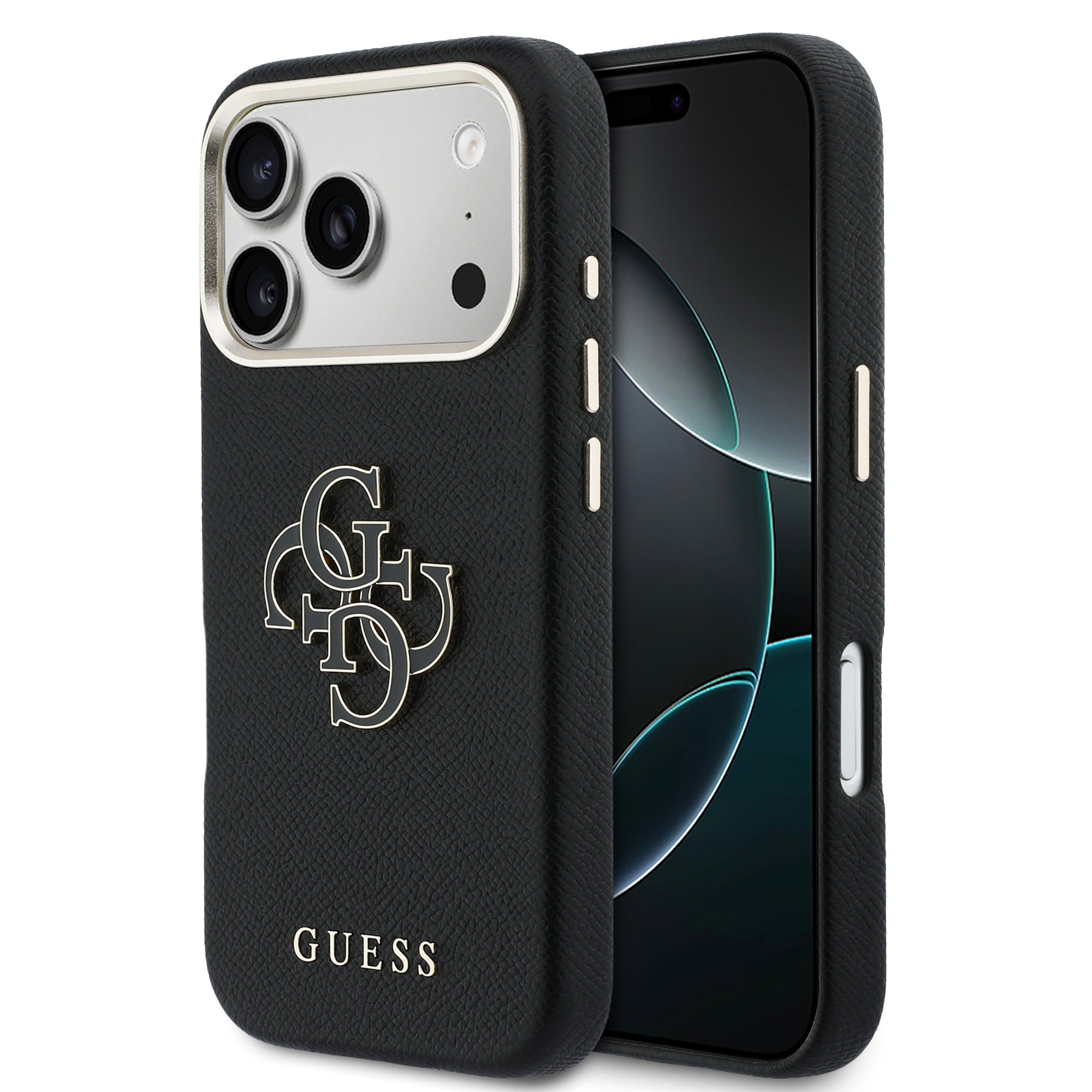 GUESS Калъф Apple iPhone 17 Pro Max, PU 4G Resin Metal Logo /черен/ - GUHCP17X5PS4RGGK