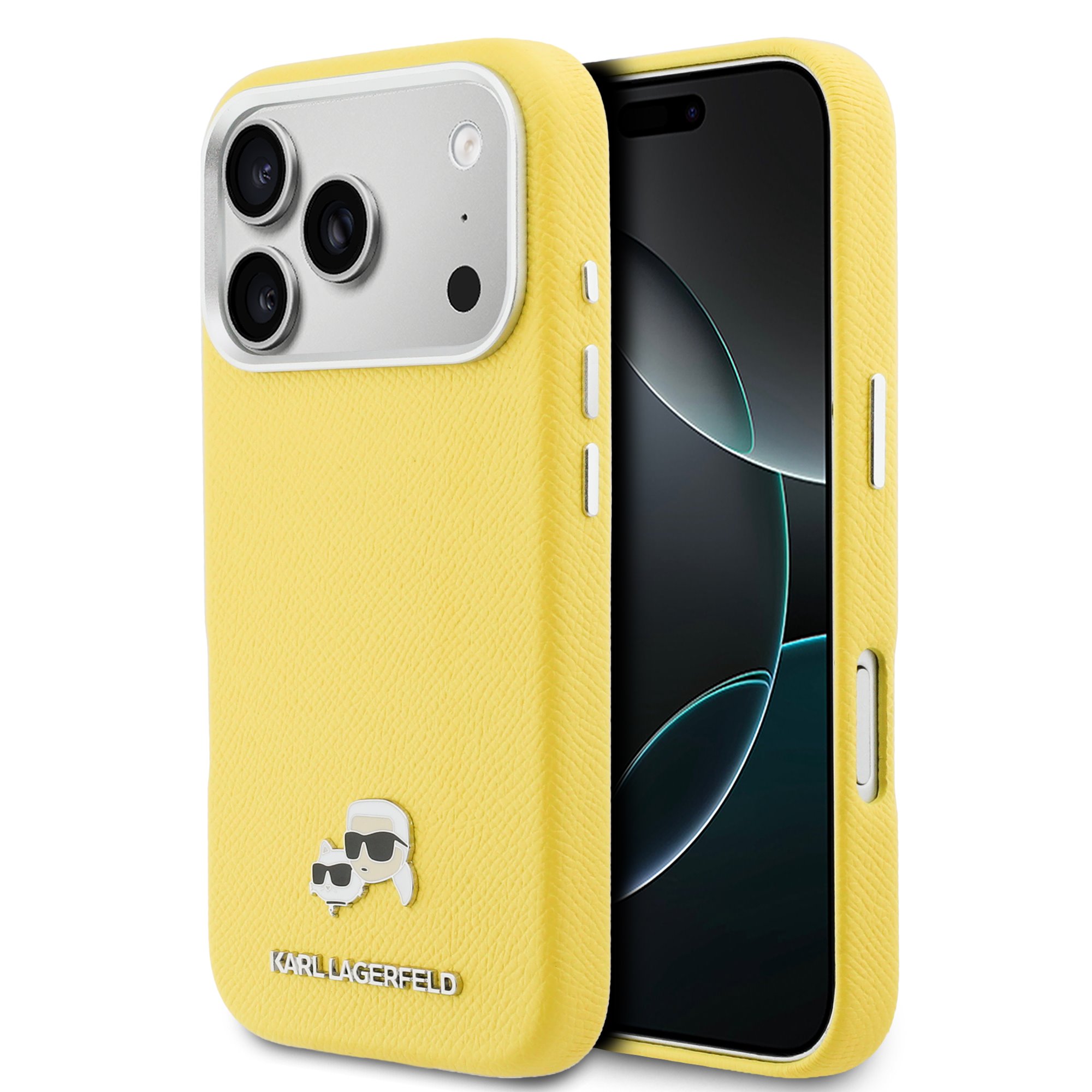 Karl Lagerfeld Калъф Apple iPhone 17 Pro Max, PU K/C Heads Pins MagSafe /жълт/ - KLHMP17X6PFKCLY