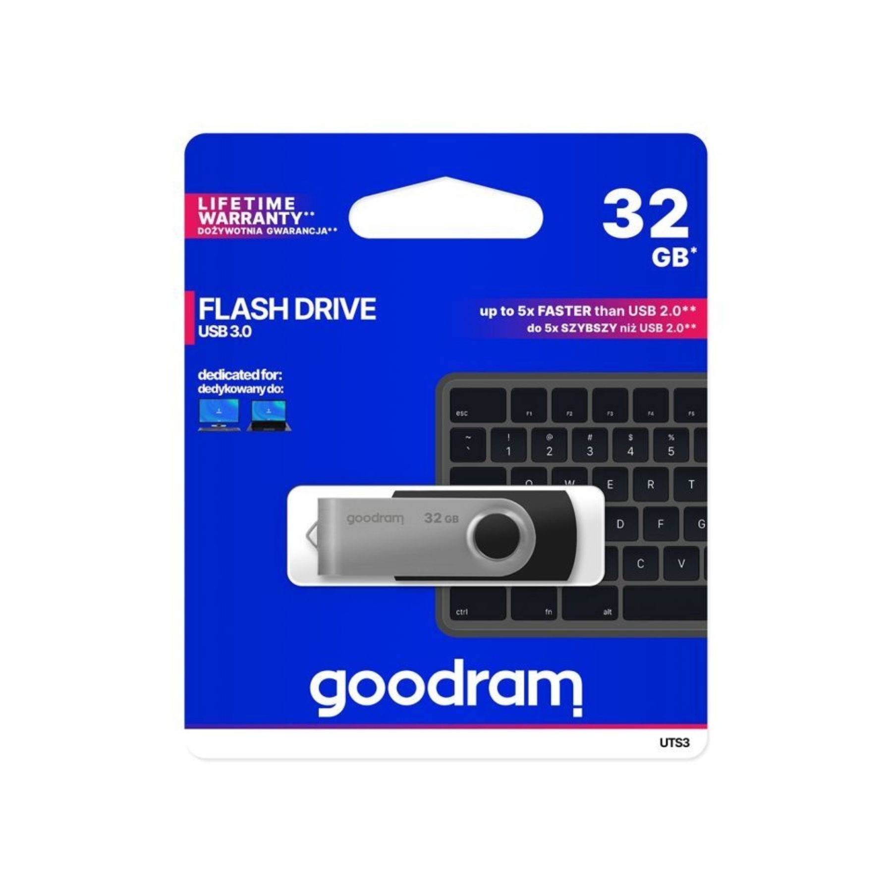 GOODRAM Flash Drive UTS3 32GB, USB 3 /черно и сребърно/
