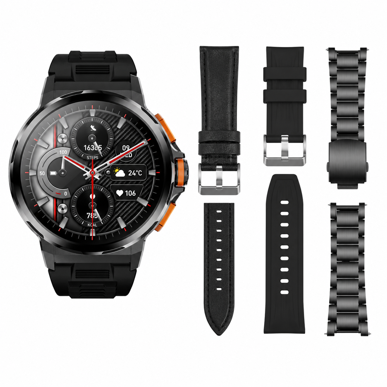 AMOLED Смарт часовник Kalobee SK43 Box: SET 3 каишки, OEM /черен/