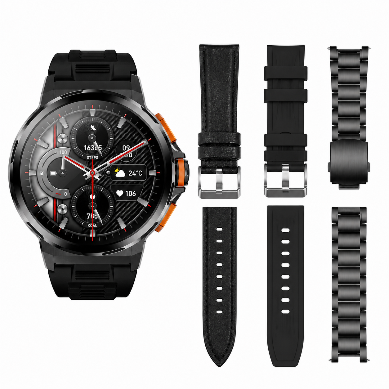 AMOLED Смарт часовник Kalobee SK43 Box: SET 3 каишки, OEM /черен/