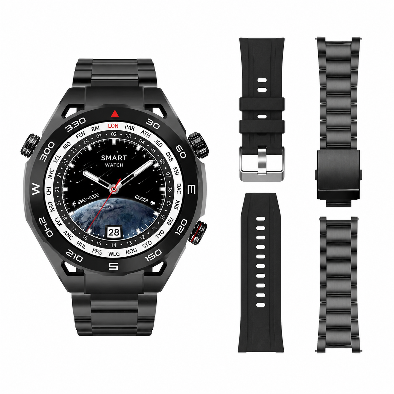 AMOLED Смарт часовник Kalobee SK4 Box: SET 2 каишки, OEM /черен/