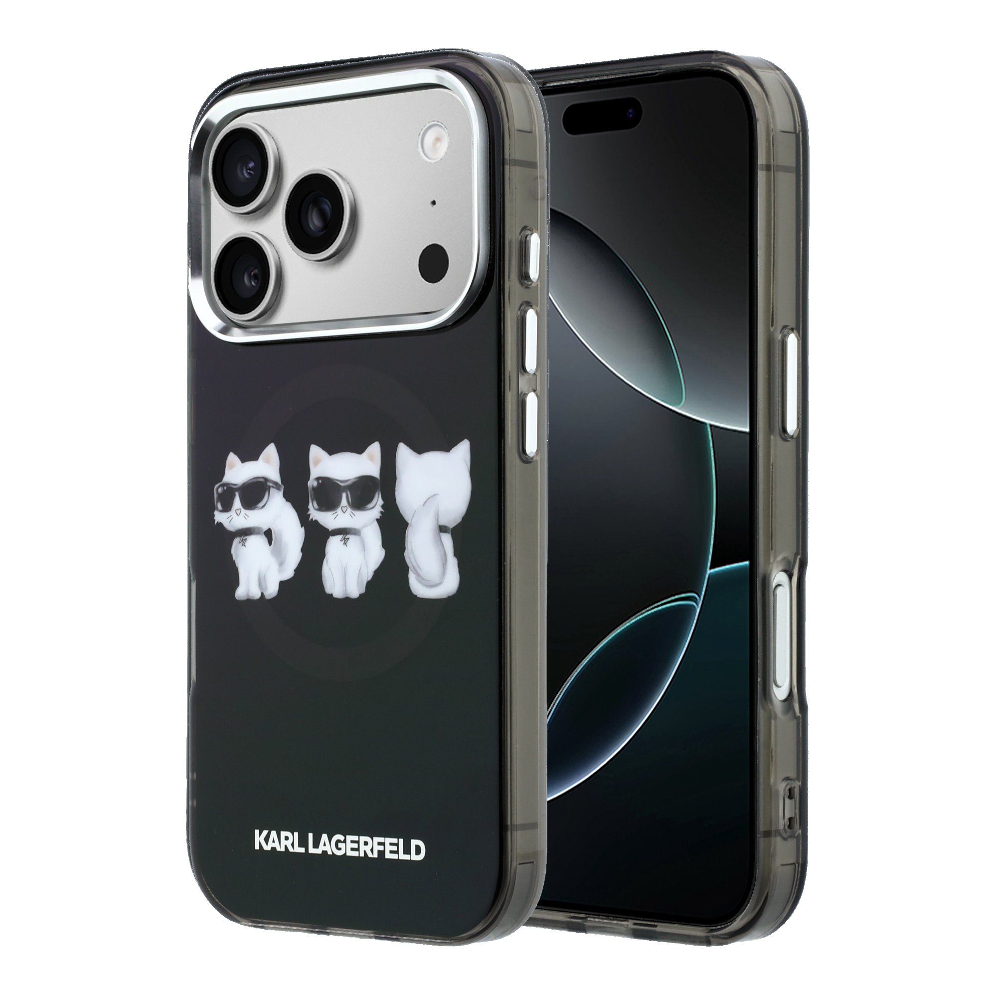 Karl Lagerfeld Калъф Apple iPhone 17 Pro, IML Choupette Trio Watercolor MagSafe /черен/ - KLHMP17L6HCA3CK