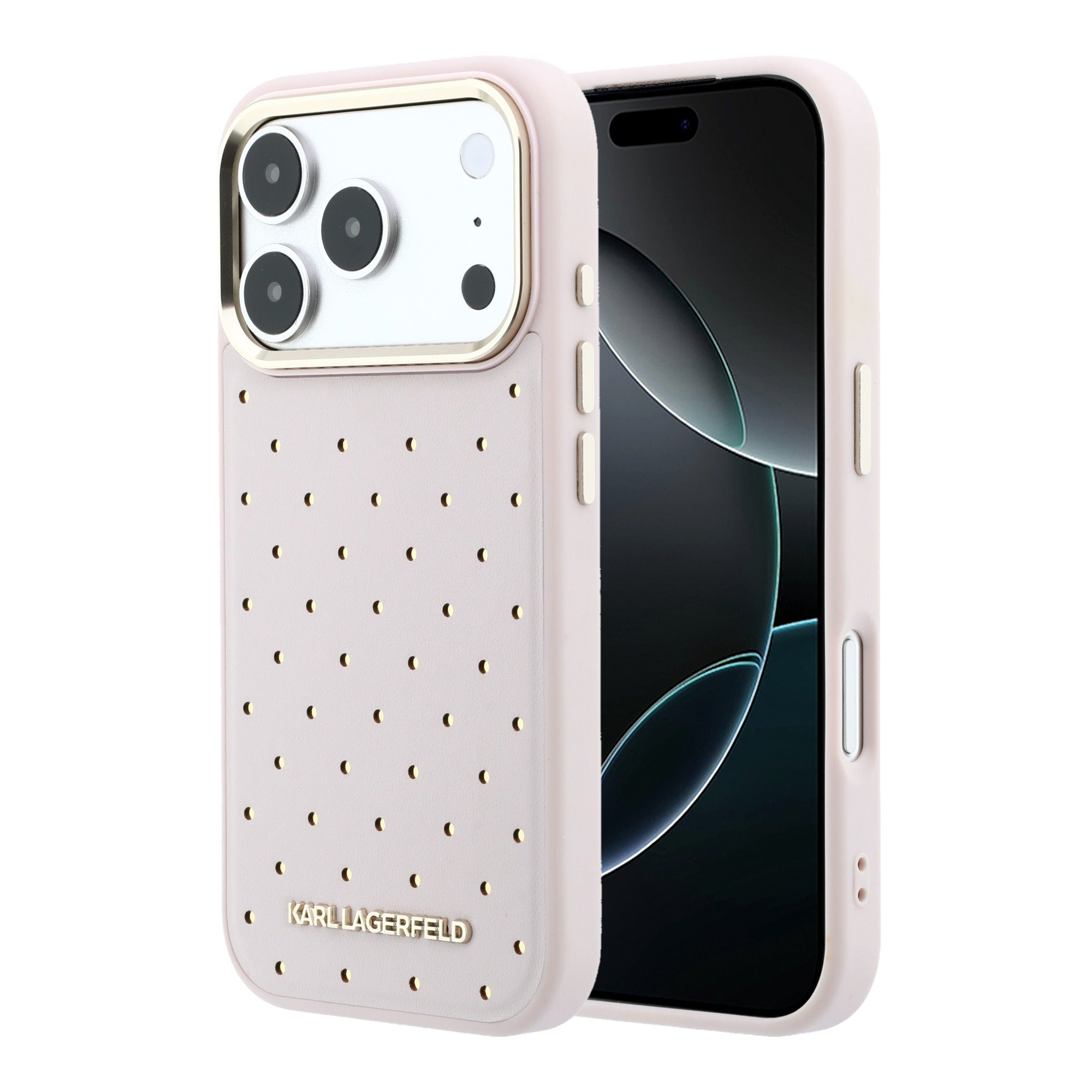 Karl Lagerfeld Калъф Apple iPhone 17 Pro Max, PU Perforated Gold Dots MagSafe /розов/ - KLHMP17X6PPDKLP