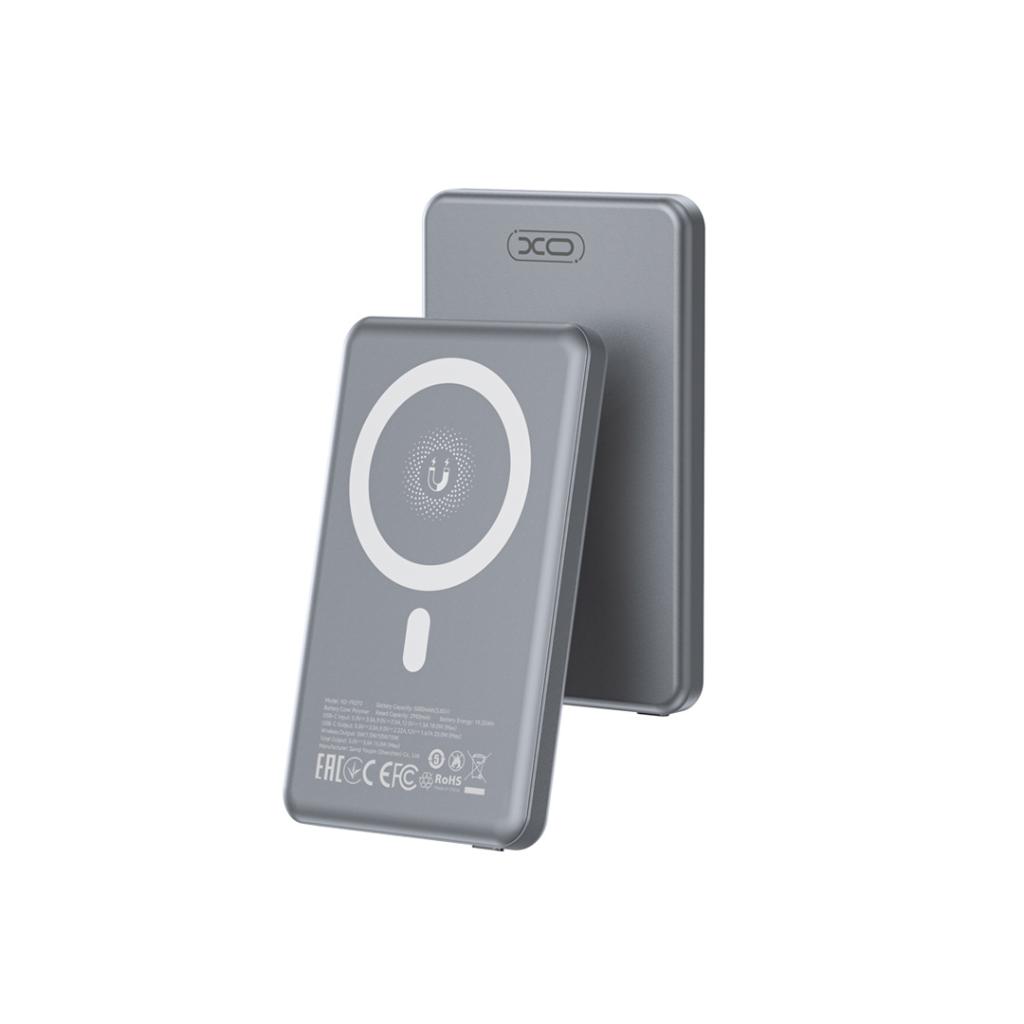 XO Power Bank 5000 mAh 20W, 15W Wireless MagSafe /сив/ - PR293