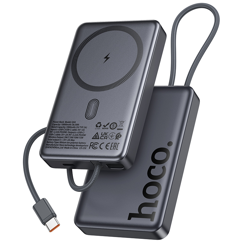 HOCO Power Bank 10000 mAh 20W, Wireless, Magnetic Origen /сив/ - Q44