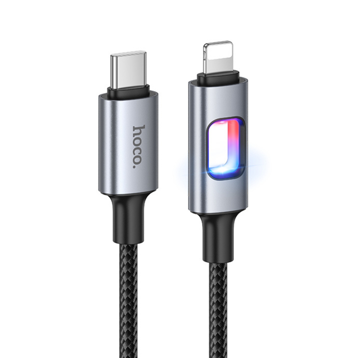HOCO Кабел Type-C - Lightning, 1.2м, 27W, Nylon LED /черен/ - U144