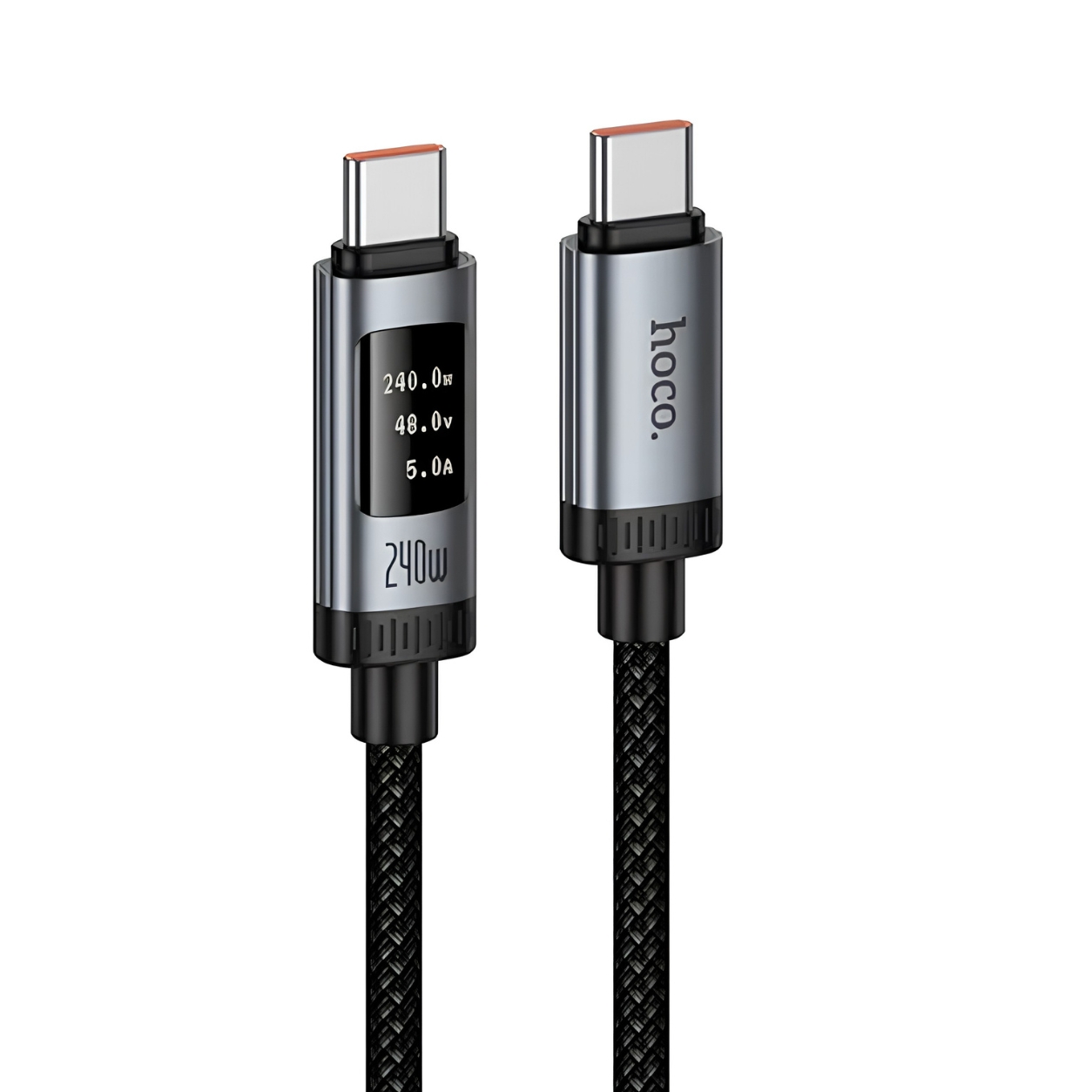HOCO Кабел Type-C - Type-C, 1.2м, 240W, Lord digital display /черен/ - U148
