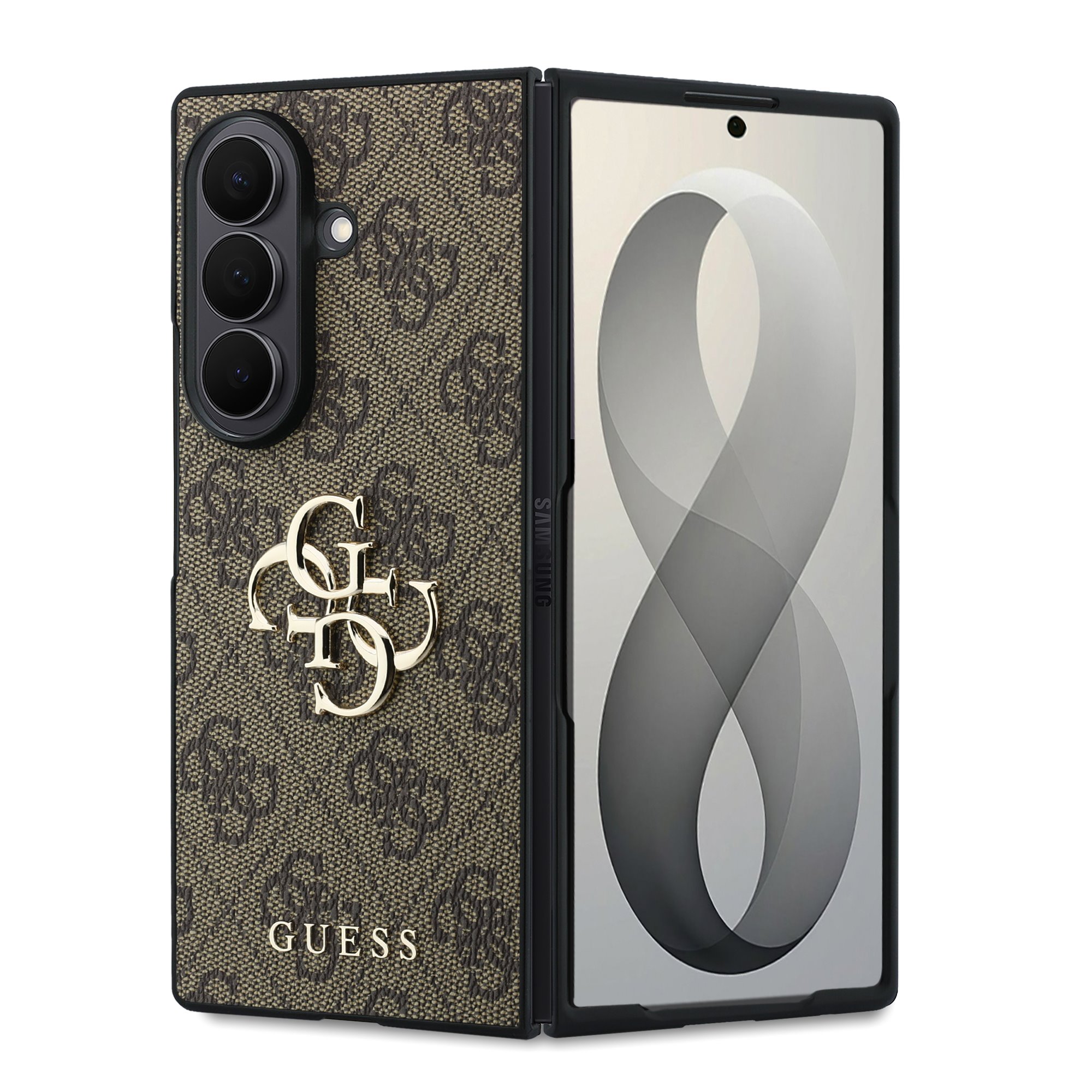 GUESS Калъф Samsung Z Fold 8 Ultra, PU 4G Metal Logo, кафяв - GUHCZFD84GMGBR