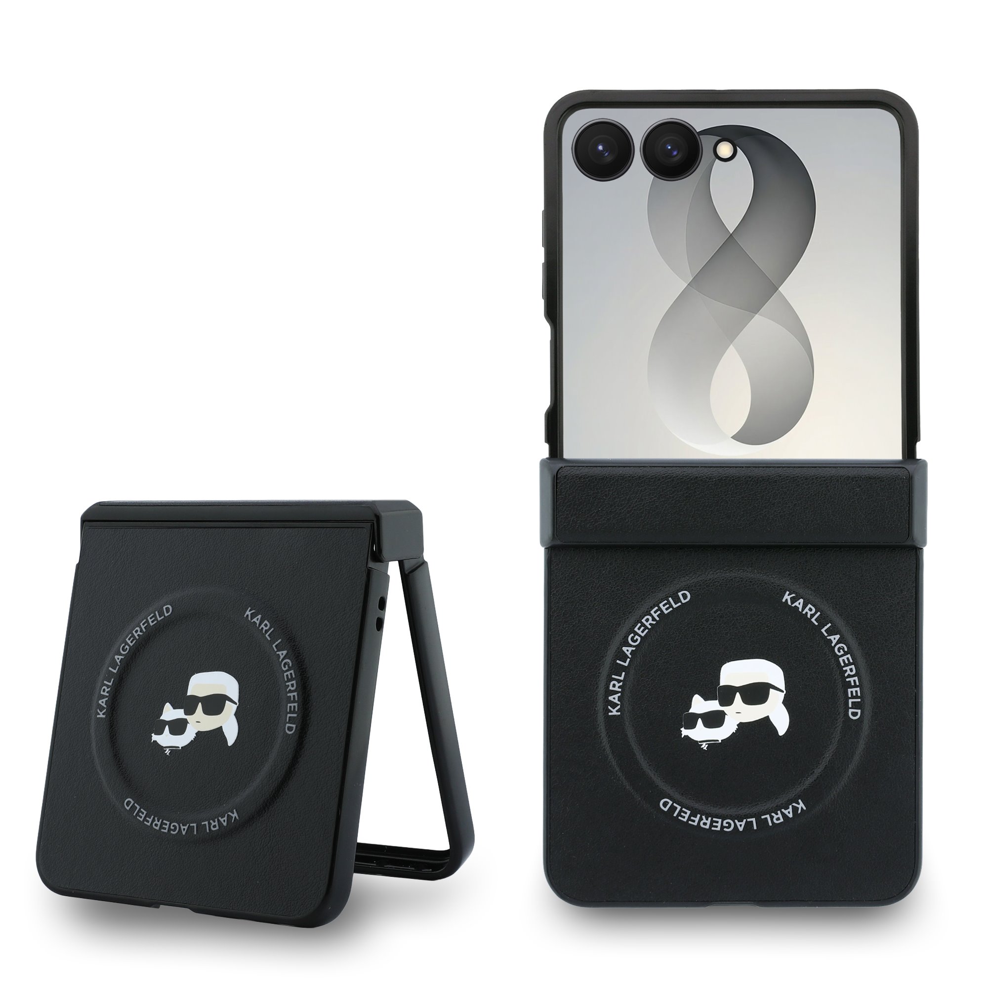 Karl Lagerfeld Калъф Samsung Z Flip 8, PU K/C Heads Magnetic, черен - KLHMZF8PSMLRKCK