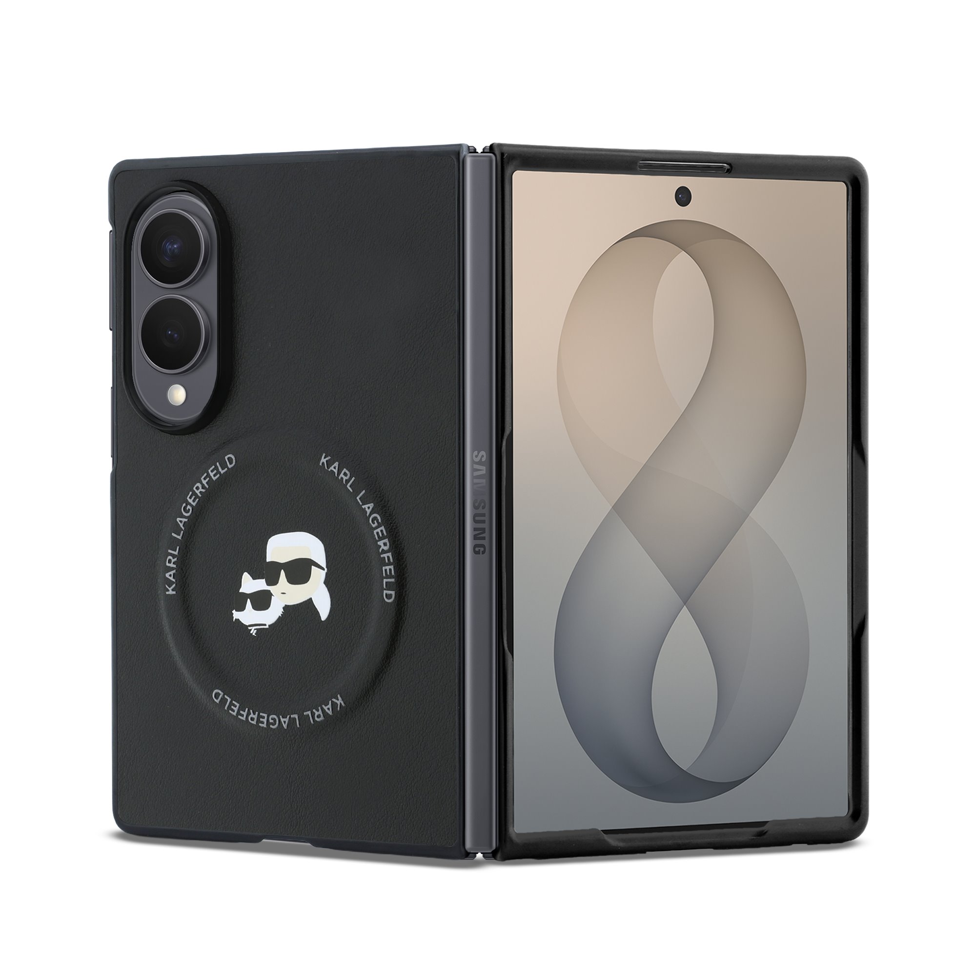 Karl Lagerfeld Калъф Samsung Z Fold 8, PU K/C Heads Magnetic, черен - KLHMZFW8PSMLRKCK