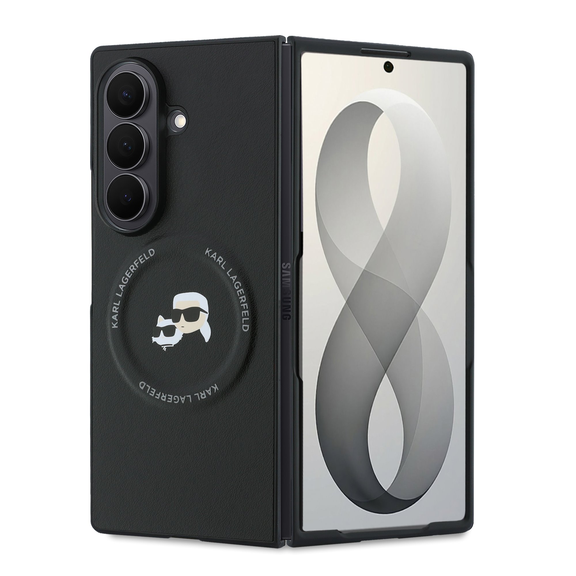 Karl Lagerfeld Калъф Samsung Z Fold 8 Ultra, PU K/C Heads Magnetic, черен - KLHMZFD8PSMLRKCK