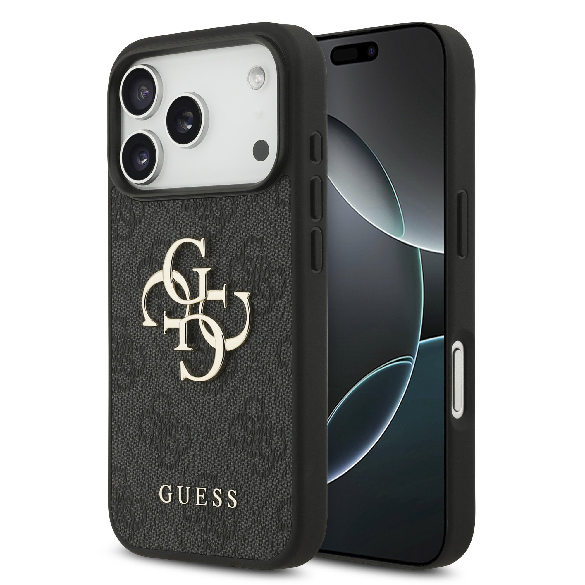 GUESS Калъф Apple iPhone 18 Pro, PU 4G Metal Logo, сив - GUHCP18L4GMGGR