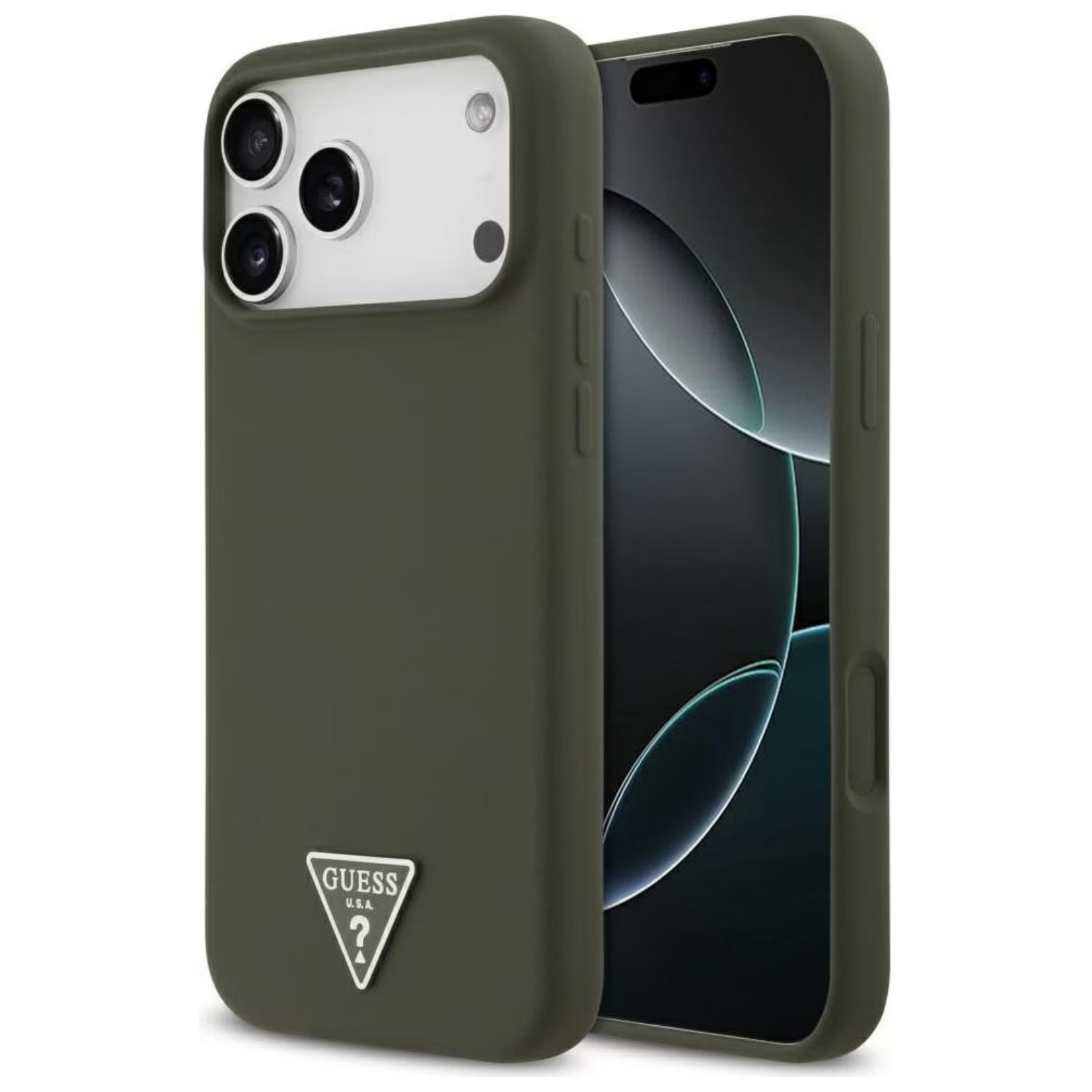 GUESS Калъф Apple iPhone 17 Pro Max, Silicone Triangle Logo MagSafe, khaki - GUHMP17XSCTRLMA