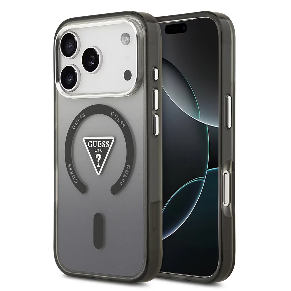 GUESS Калъф Apple iPhone 17 Pro Max, IML Gradient Triangle Logo MagSafe, черен - GUHMP17XHGTMLCGK