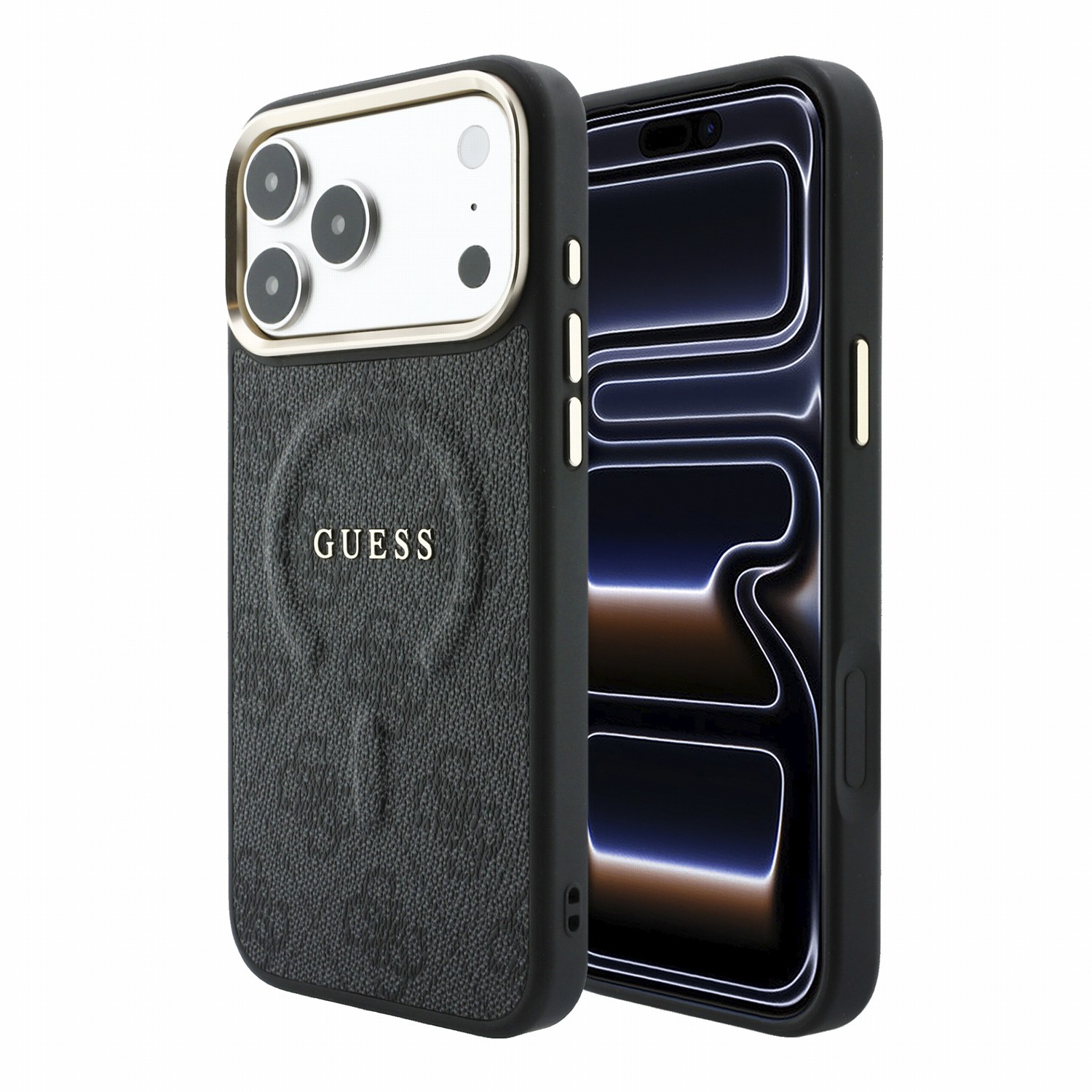 GUESS Калъф Apple iPhone 18 Pro Max, PU Leather 4G Gold Frame Embossed MagSafe /черен/ - GUHMP18XP4MSEGCK
