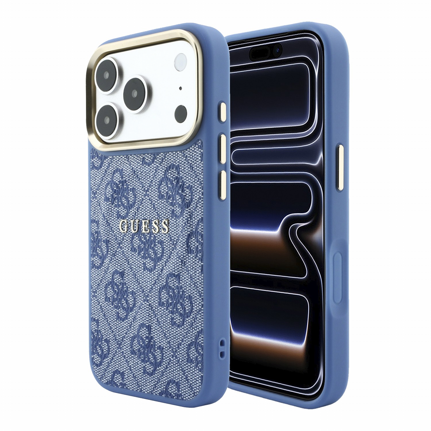 GUESS Калъф Apple iPhone 18 Pro Max, PU Leather 4G Gold Frame Embossed MagSafe /син/ - GUHMP18XP4MSEGCB