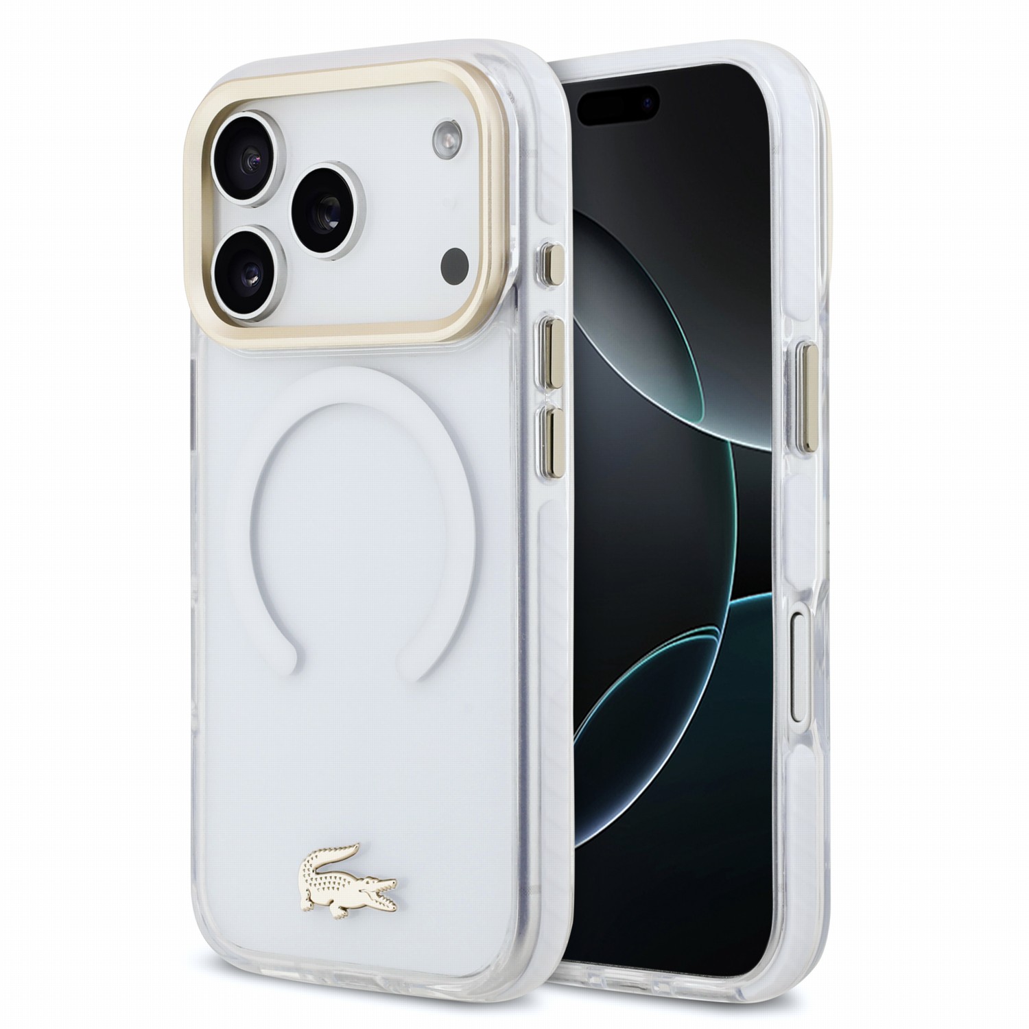 LACOSTE Калъф Apple iPhone 18 Pro Max/ 17 Pro Max, IML Shockproof Petit Pique Gold Logo MagSafe /прозрачен/ - LCHMP18XUFWAH
