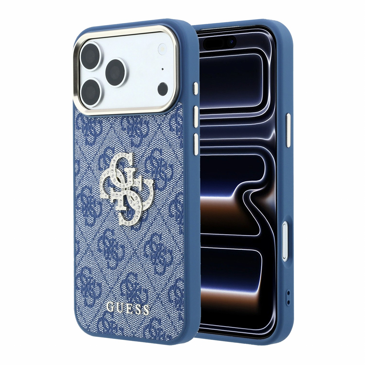 GUESS Калъф Apple iPhone 18 Pro Max/ 17 Pro Max, PU 4G Strass Metal Logo /син/ - GUHCP18X6P4DSMLB