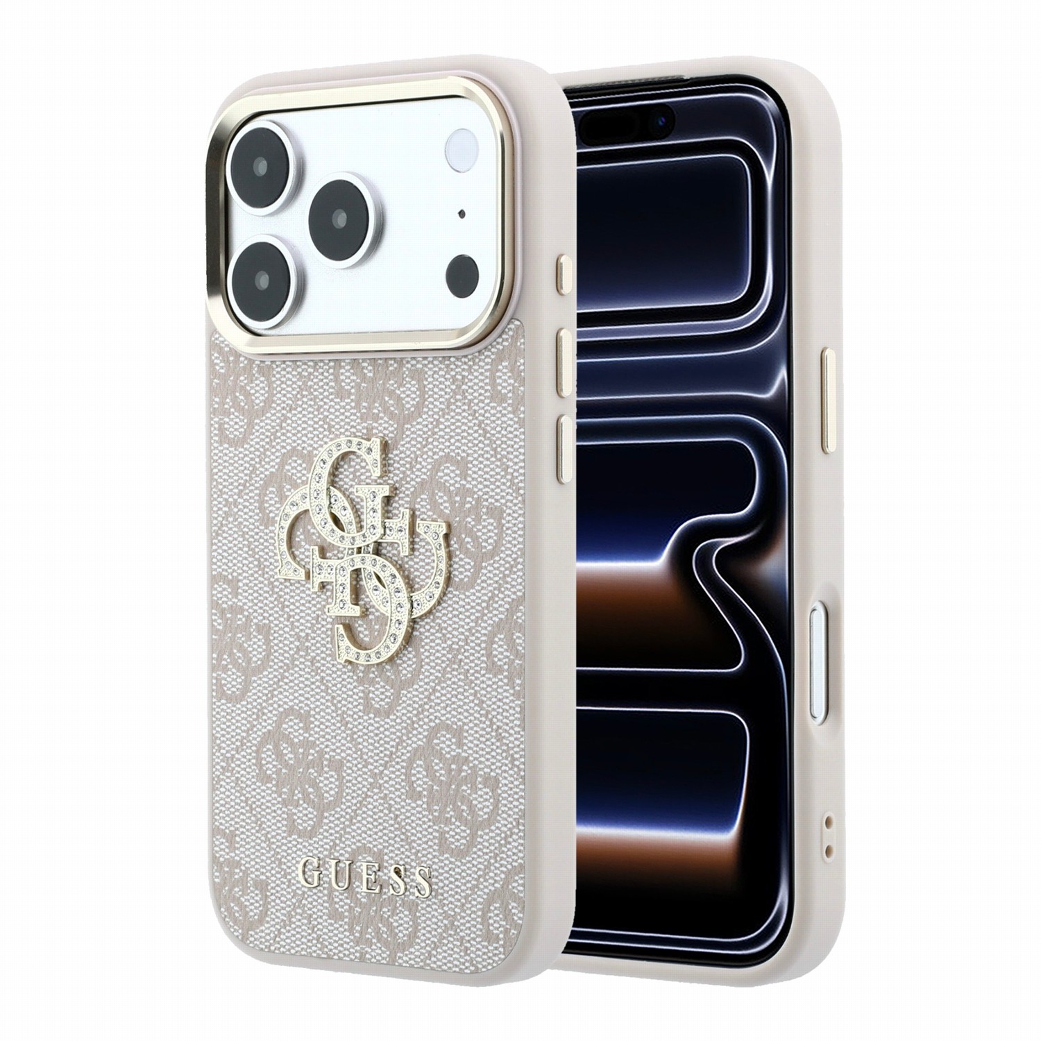 GUESS Калъф Apple iPhone 18 Pro/ 17 Pro, PU 4G Strass Metal Logo /розов/ - GUHCP18L6P4DSMLP