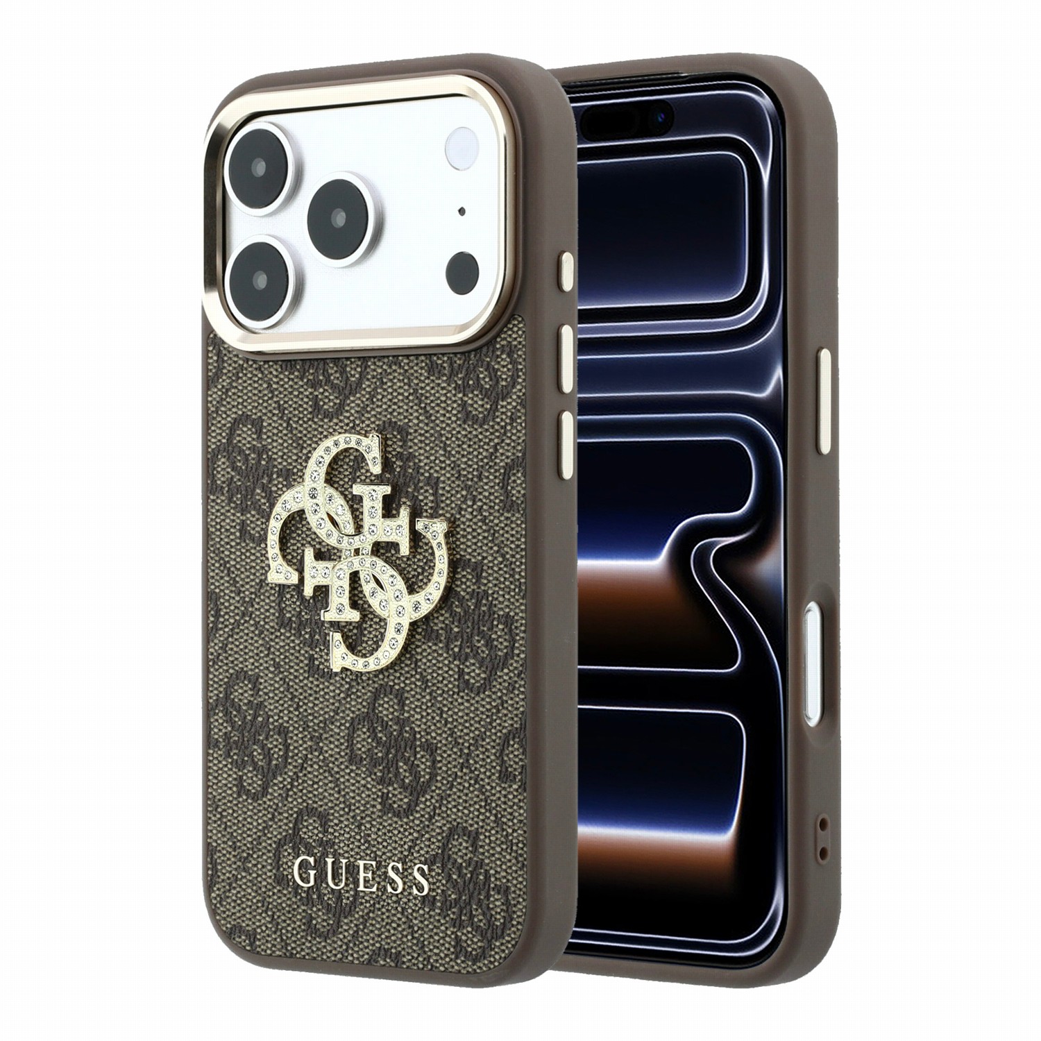 GUESS Калъф Apple iPhone 18 Pro Max/ 17 Pro Max, PU 4G Strass Metal Logo /кафяв/ - GUHCP18X6P4DSMLW