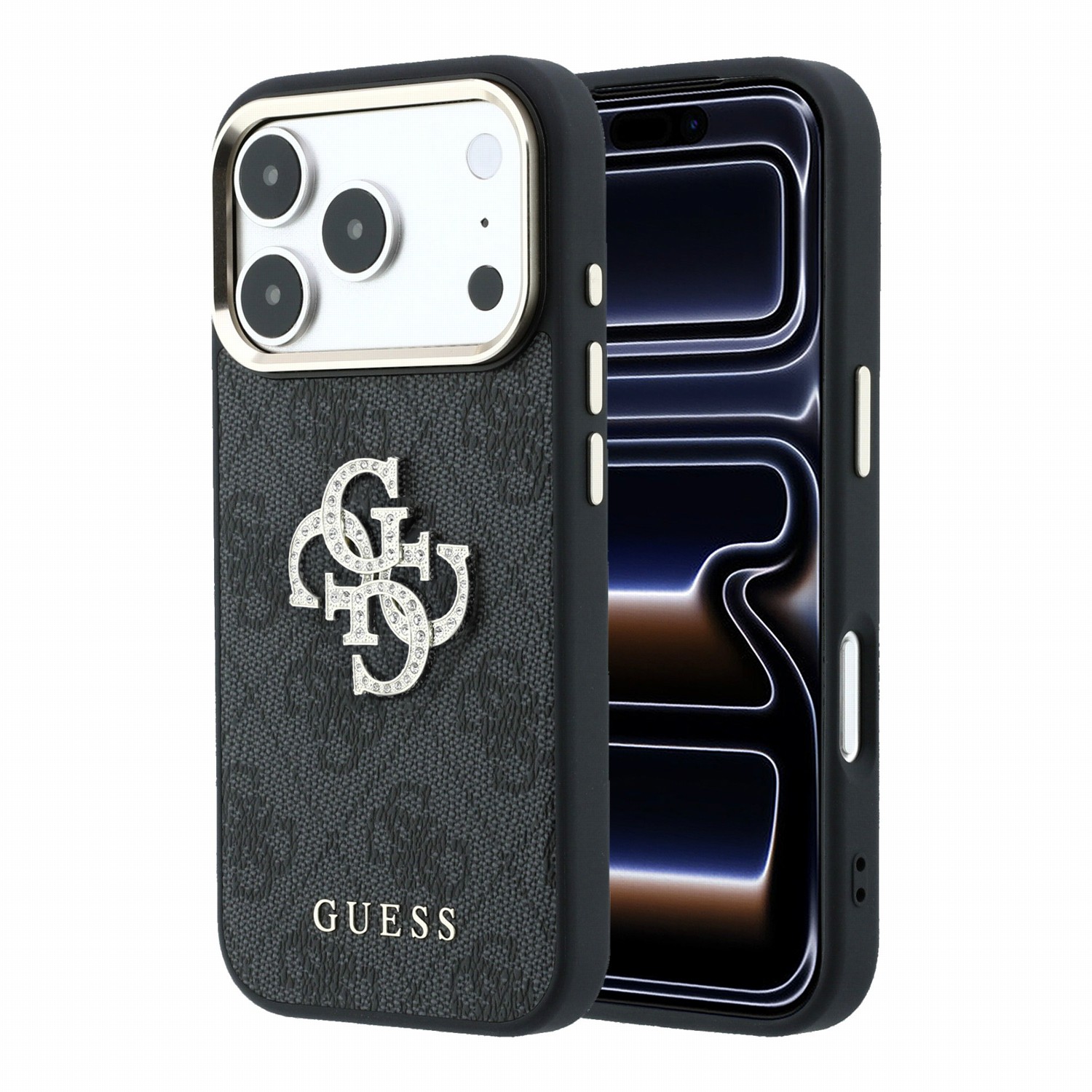 GUESS Калъф Apple iPhone 18 Pro Max/ 17 Pro Max, PU 4G Strass Metal Logo /черен/ - GUHCP18X6P4DSMLK