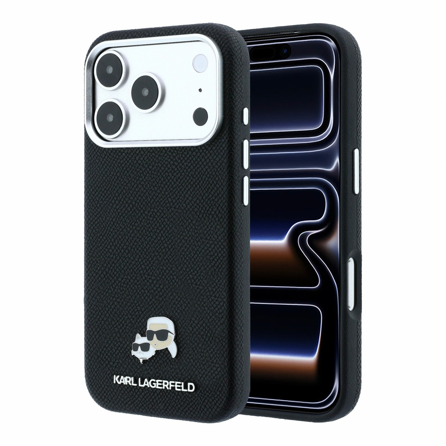 Karl Lagerfeld Калъф Apple iPhone 18 Pro Max/ 17 Pro Max, PU Grained Semi Wrap K/CH Heads Magsafe /черен/ - KLHMP18X6PSKCHLK