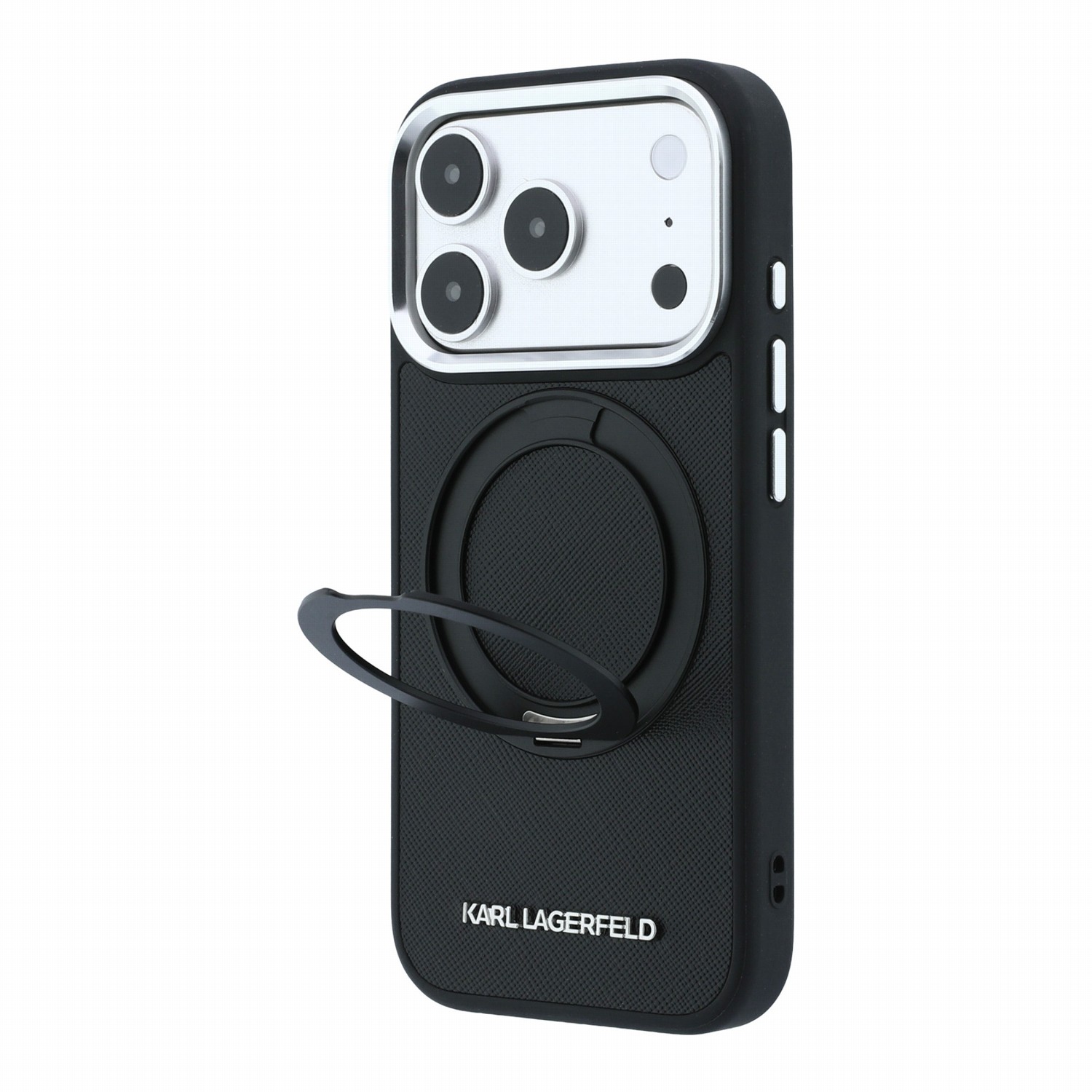 Karl Lagerfeld Калъф Apple iPhone 18 Pro/ 17 Pro, PU Saffiano Ring Stand MagSafe /черен/ - KLHMP18L6PSARSKMK