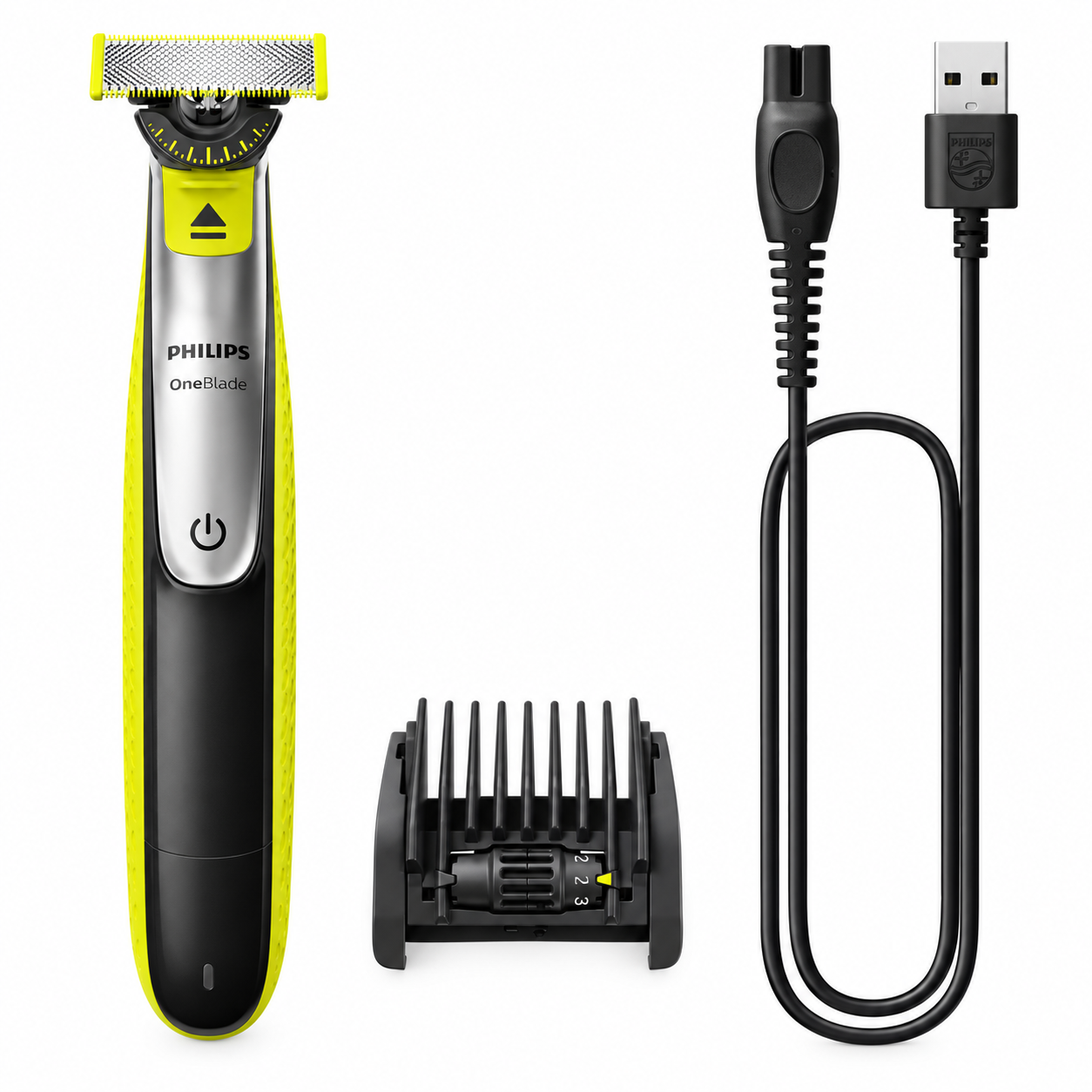 Philips Tример/ Самобръсначка, OneBlade Pro 360 Face /черен-лайм/ - QP2734/23