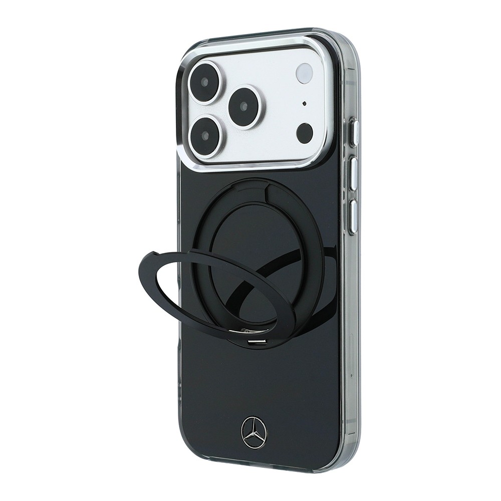 MERCEDES Калъф Apple iPhone 18 Pro/ 17 Pro, Ring Stand Iconic Logo MagSafe (черен) - MEHMP18L25HRSILK