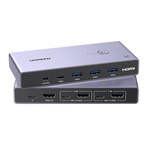 UGREEN Хъб 2-в-1 out HDMI KVM Switch box /сив/ - CM692 / 25961