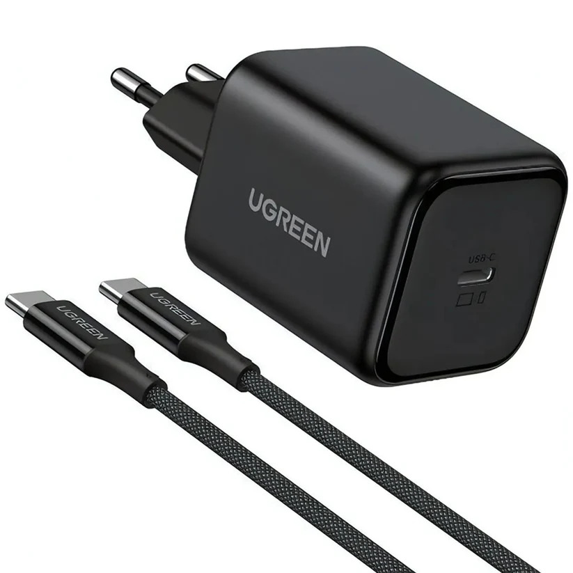 UGREEN 220V 45W, USB-C + кабел Type-C - Type-C, GaN /черен/ - X524 / 65054