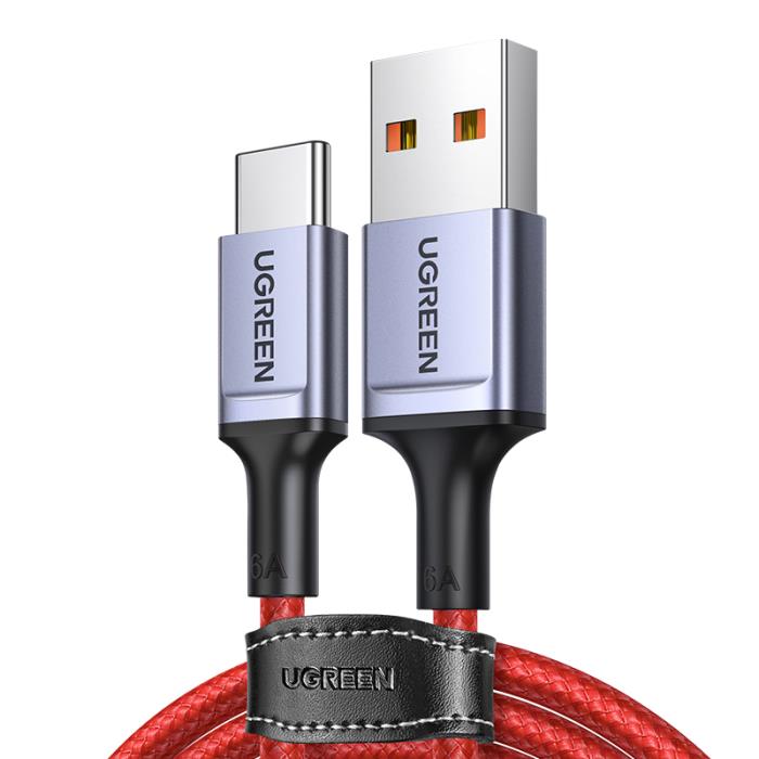 UGREEN Кабел USB-A - Type-C, 1м, 6A, Aluminium Alloy /червен/ - US505 / 20527B