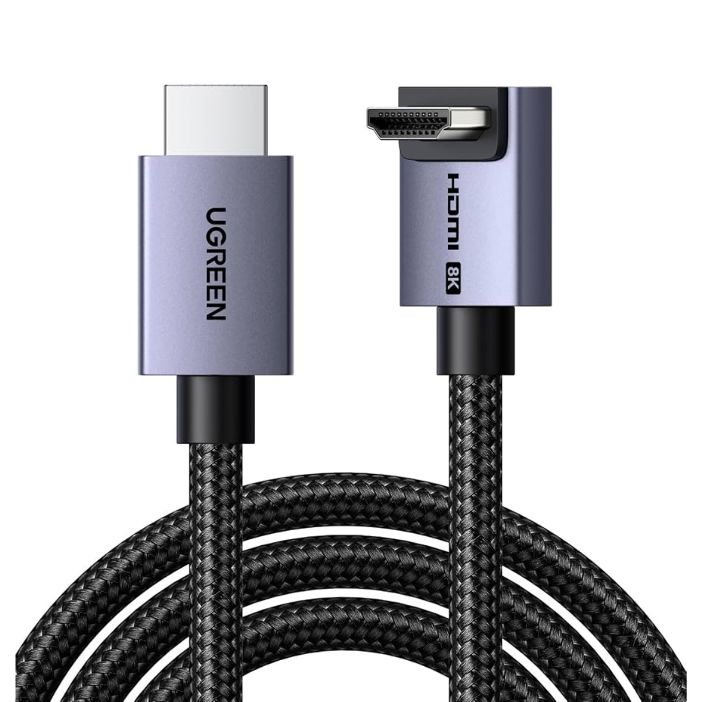 UGREEN Кабел HDMI - HDMI, 1m. 8K Angled /сив/ - HD188 / 95826