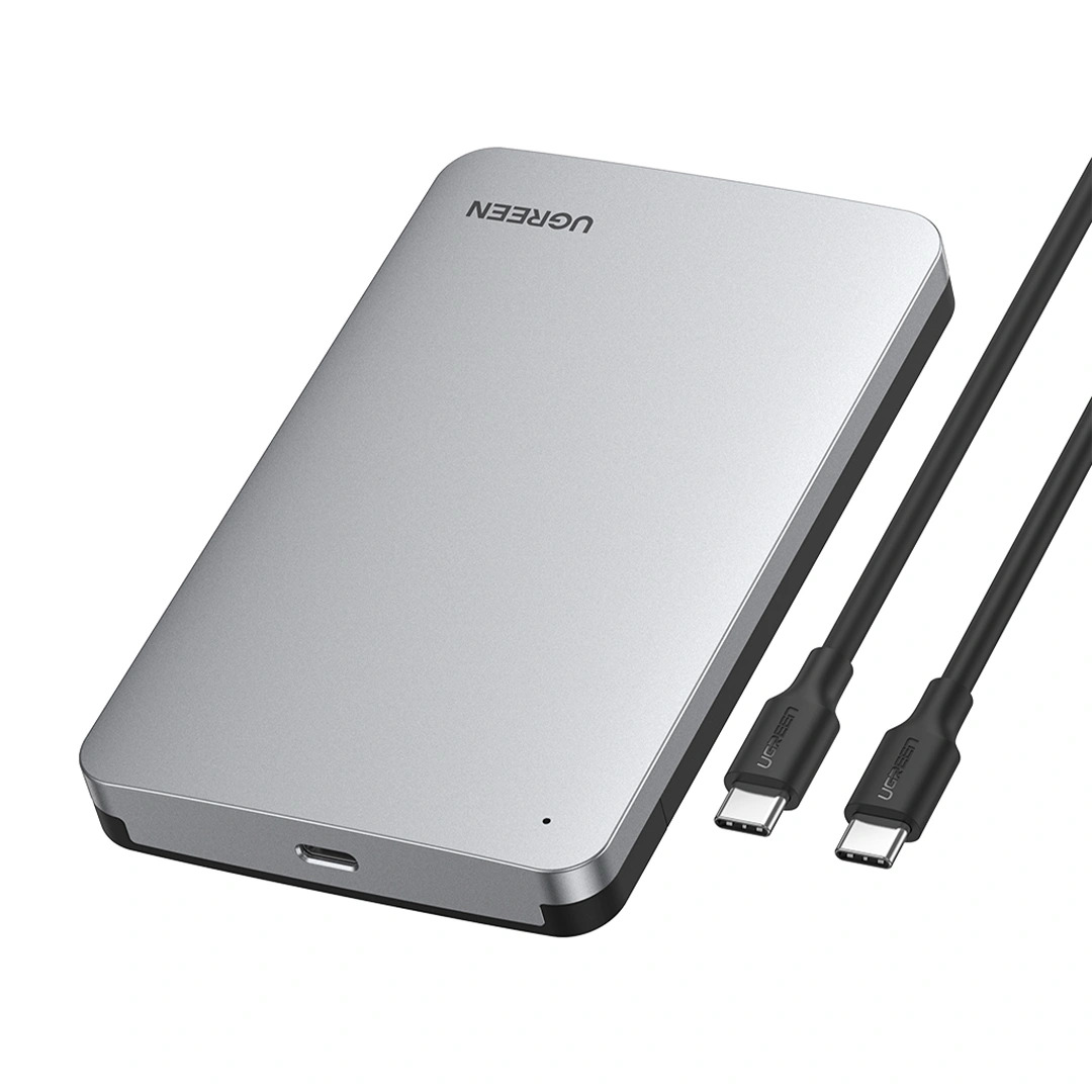 UGREEN Кутия за външен хард диск + кабел Type-C - Type-C, HDD SSD, SATA 2.5 /сив/ - CM300 / 70499