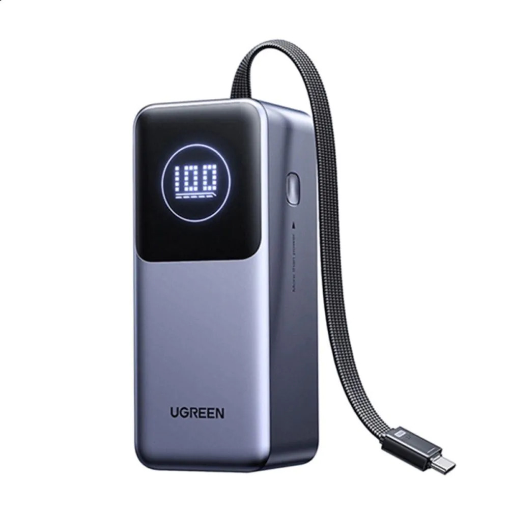 UGREEN Power Bank 20000 mAh 130W + вграден кабел Type-C - Type-C /сив/ - PB723 / 55365B
