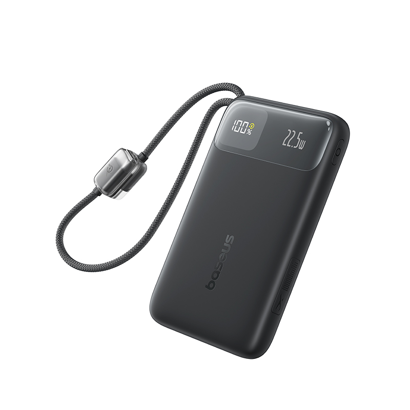 BASEUS Power Bank 10000 mAh, 22.5W + 2xC вградени кабели, EnerFill FC11 /черен/ - E0030400