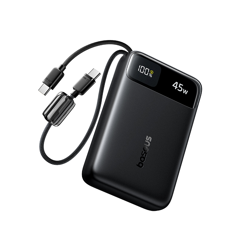 BASEUS Power Bank 20000 mAh, 45W + 2xC вградени кабели, EnerFill FC11 /черен/ - E0031100