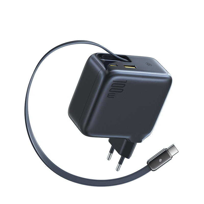 BASEUS 220V 100W, USB-A + USB-C + вграден кабел Type-C, EnerCore CJ11 /черен/ - E0120M00