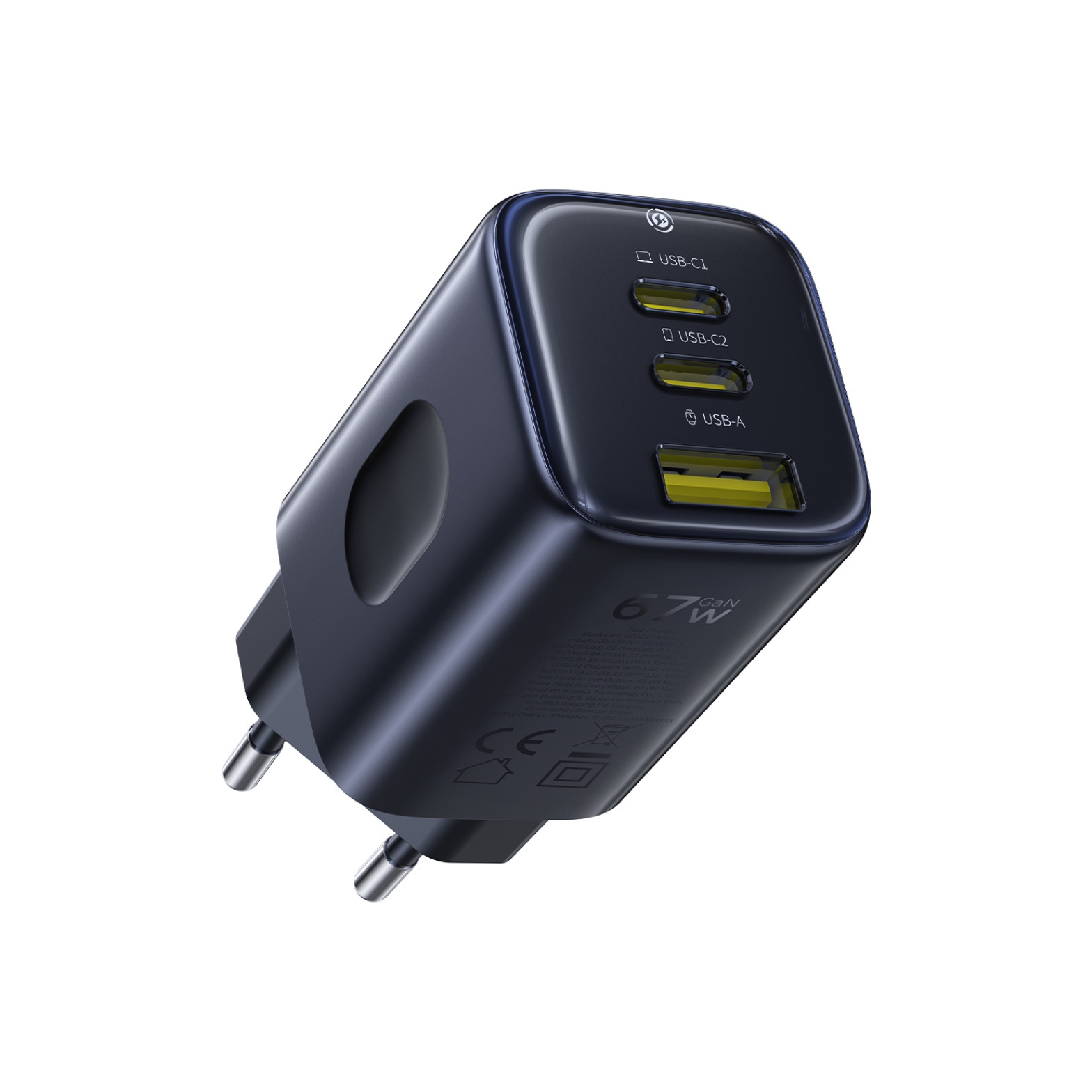 BASEUS 220V 67W GaN, USB-A + 2 x USB-C, PicoGo AE11 /черен/ - E0121200